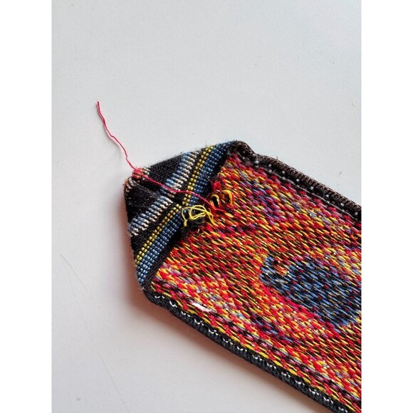 Vintage Unbranded Blue Red Woven Jacquard Adjustable Waist Belt, One Size - Picture 8 of 12